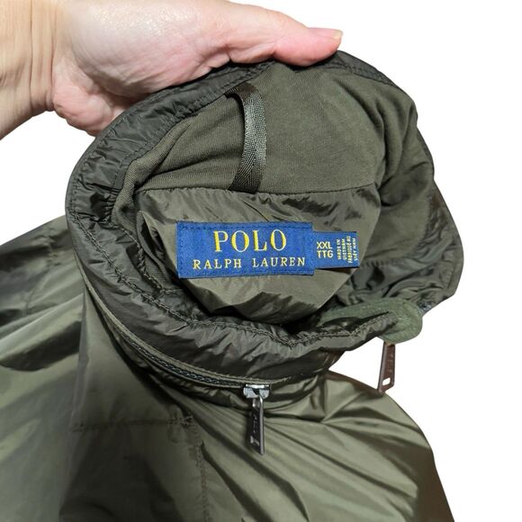 Polo Ralph Lauren Rain Jacket Windbreaker Hideaway Hood Mens XXL Olive Green - Picture 8 of 11